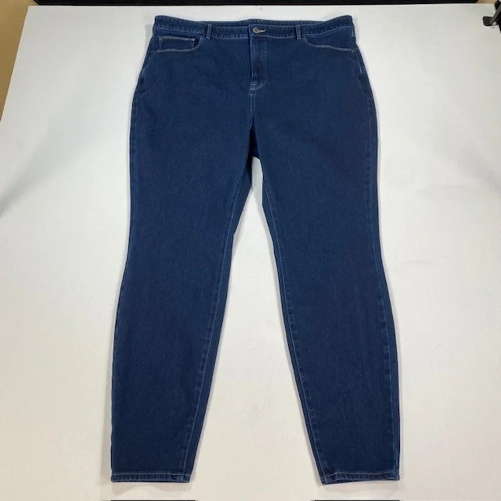 LL Bean‎ Classic Fit Jeans Womens 20W Dark Wash Stretch Tapered Denim 300003